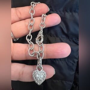 Judith Ripka sterling Silver Heart charm bracelet